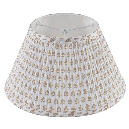 Lamp Shades For Table Lamps,Medium Lamp Shade 7" Top x 13" Bottom x 7.8" Slant Height,Barrel Replacement Lampshade(Spider Fitter), Modern Fabric Pleated Lampshades For Table Lamp 1 Pack(Brown Floral) | Amazon (US)