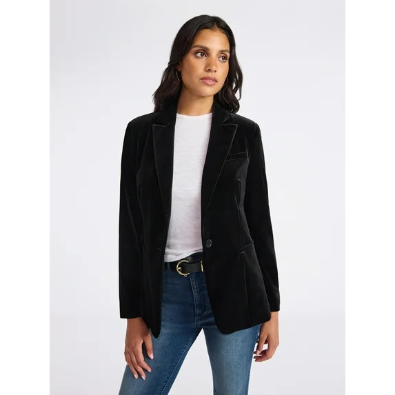 Sofia by Sofia Vergara Women's and Women's Plus Size Single Breasted Velvet Blazer, Sizes XS-4X | Walmart (US)