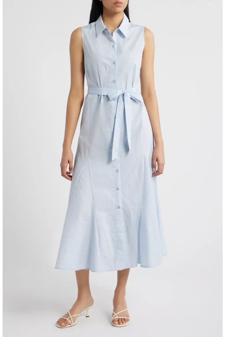 Pinstripe Button-Up Midi Shirtdress (Women) | Nordstrom | Nordstrom