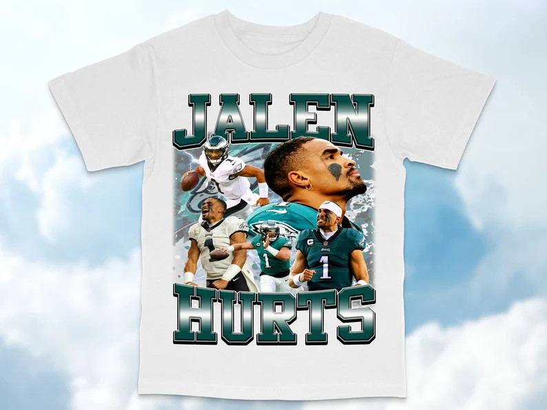 Jalen Hurts Phila Eagles Tshirt available in multiple colors. High quality Tshirt with oversize p... | Etsy (US)