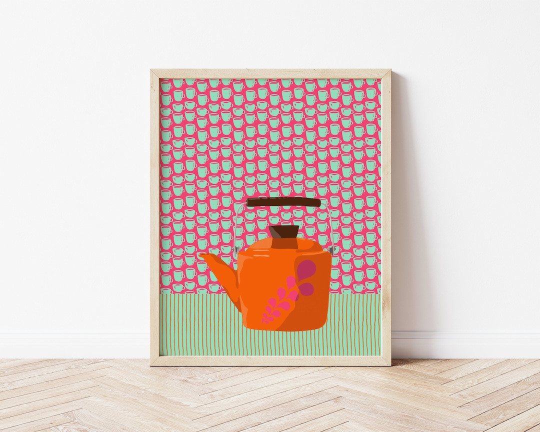 Kettle Printable Wall Art / Vibrant Kitchen Art / Printable - Etsy | Etsy (US)