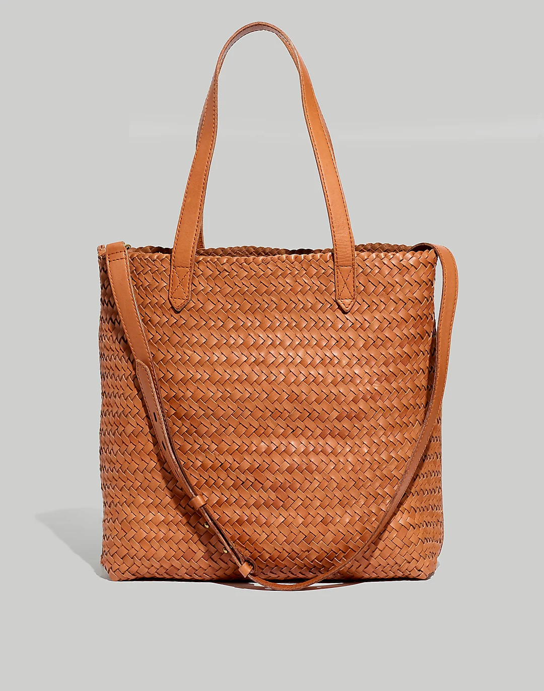 The Medium Transport Tote: Woven Leather Edition | Madewell