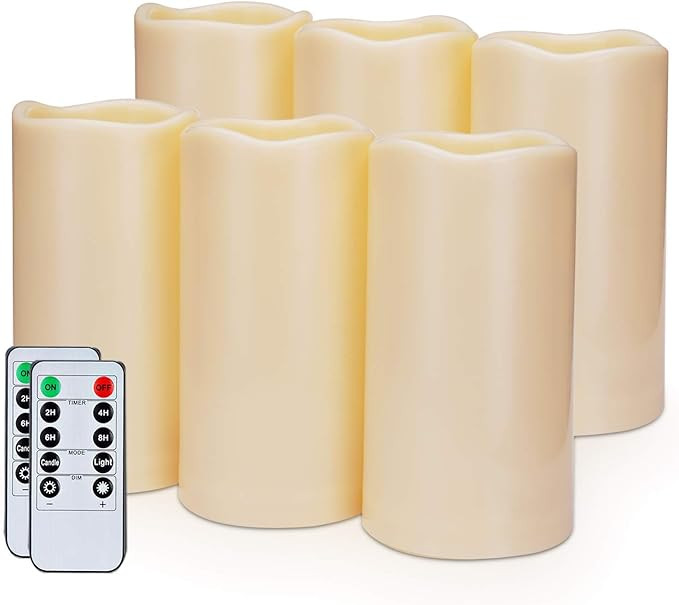 Amagic 3" x 6" Outdoor Waterproof Flameless Candles - Battery Operated LED Pillar Candles with Re... | Amazon (US)