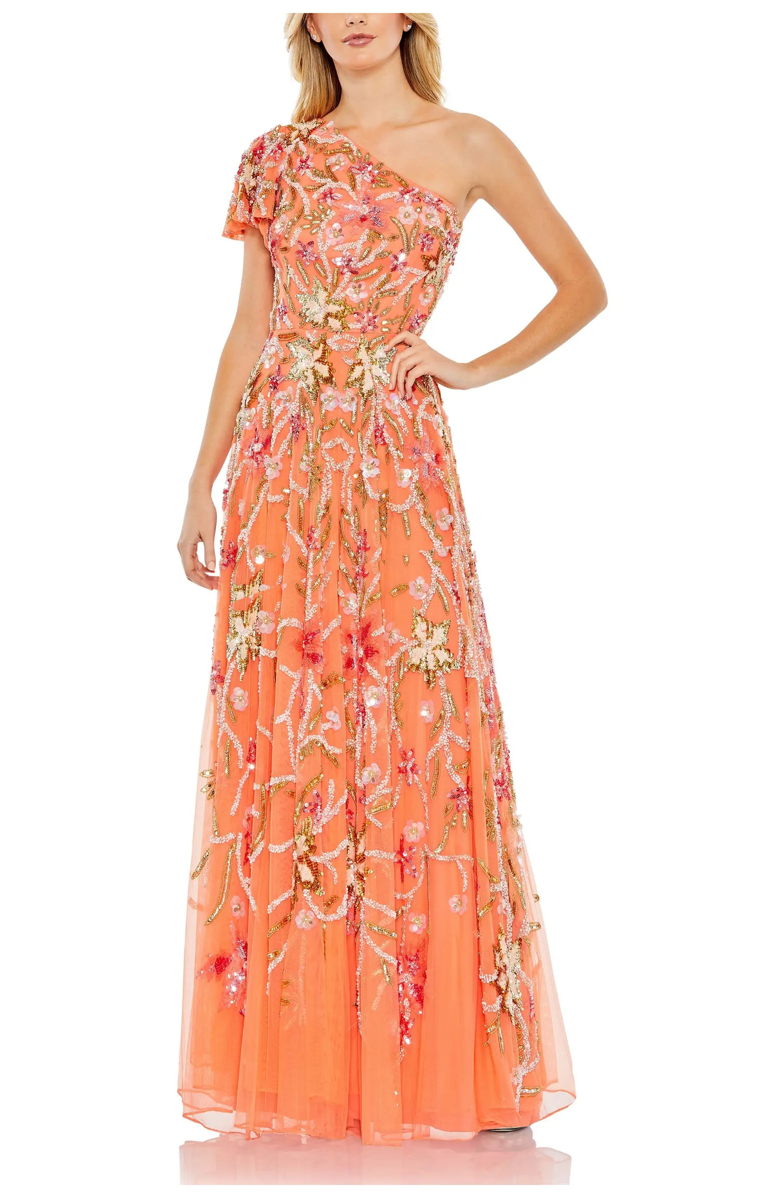 One Shoulder Embellished A-Line Gown | Nordstrom