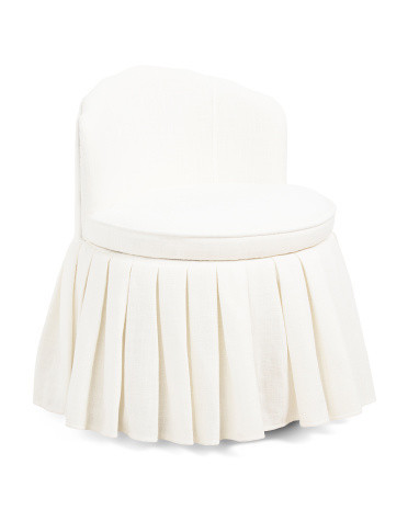 Swivel Vanity Chair With Storage And Ruffle Skirt, Polyester | TJ Maxx
