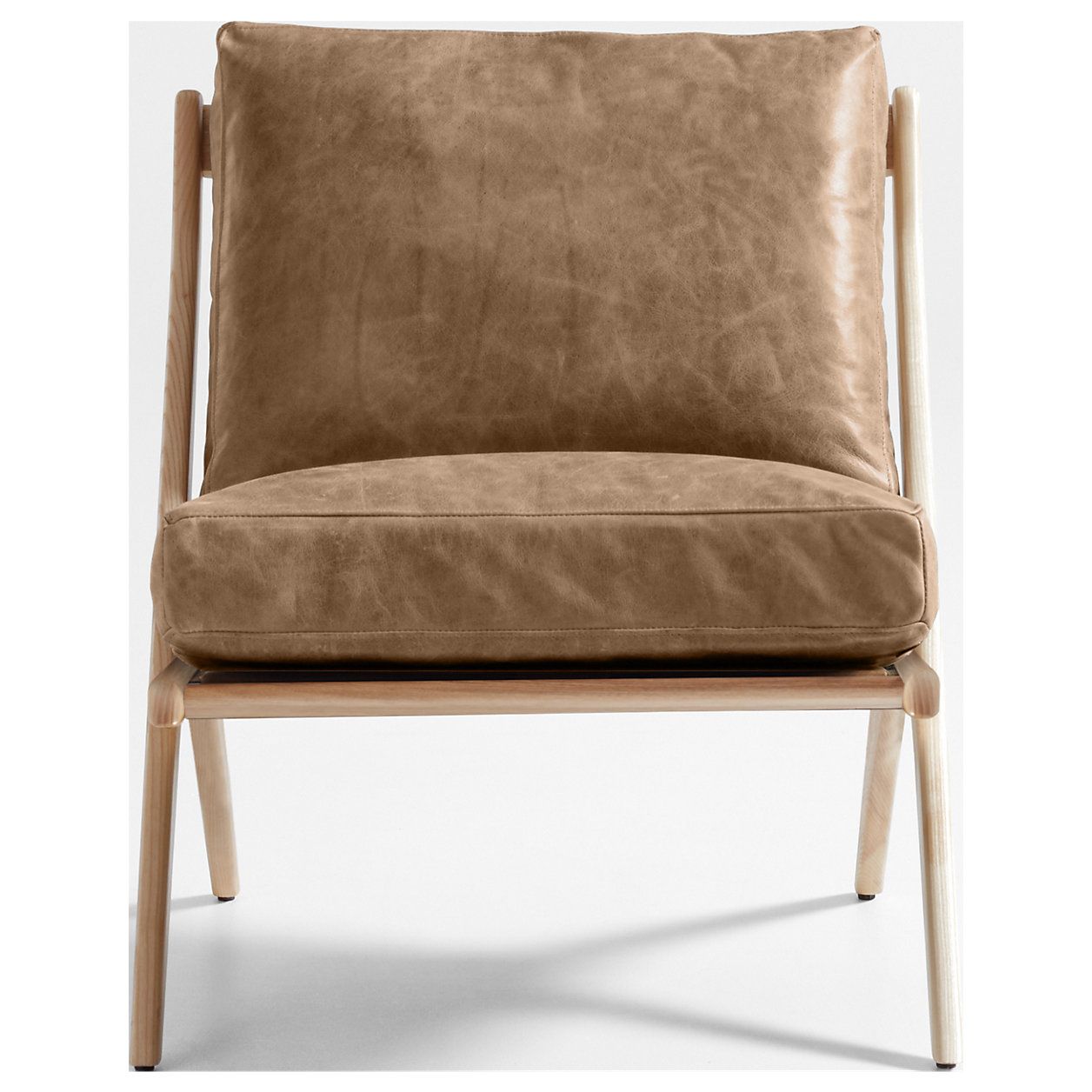 Pose Natural Wood and Leather Accent Chair | Crate & Barrel | Crate & Barrel