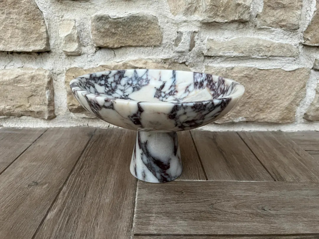 Calacatta Viola Marble Pedestal Bowl, Decorative Centerpiece, Marble Fruit Bowl | Etsy (Global)