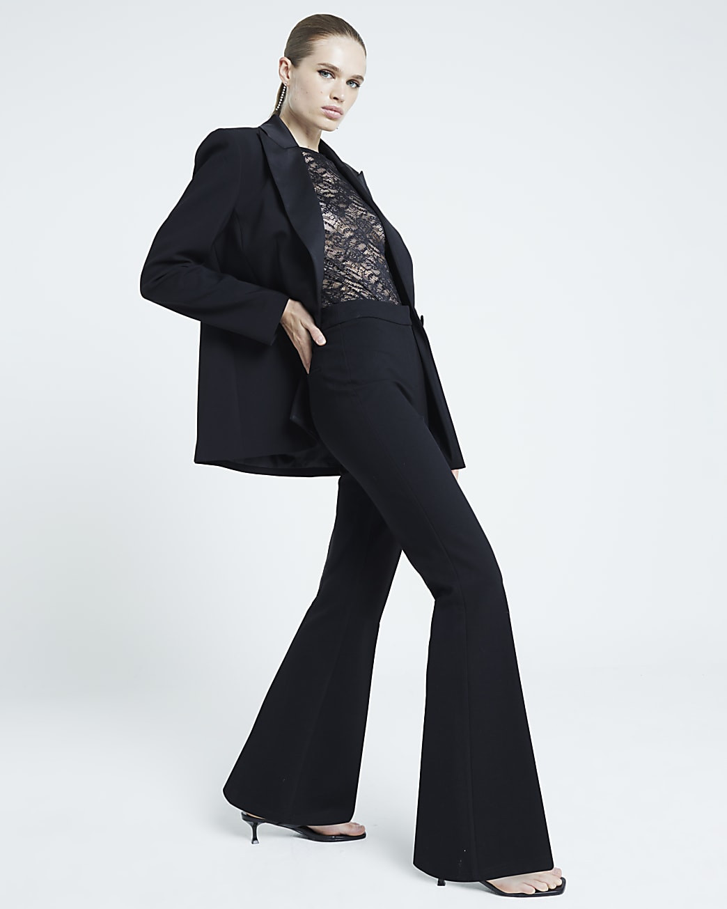 Black Wide Leg Bootcut Trousers | River Island UK & IE