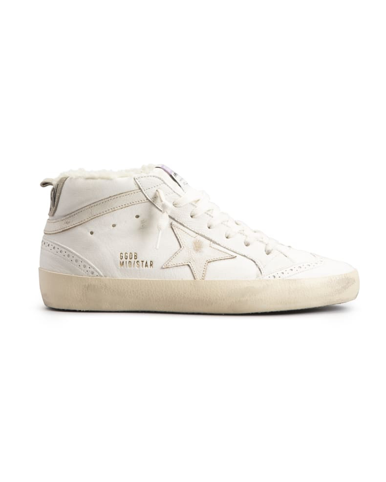 Golden Goose Mid Star Leather Shearling Mid Sneakers | Neiman Marcus