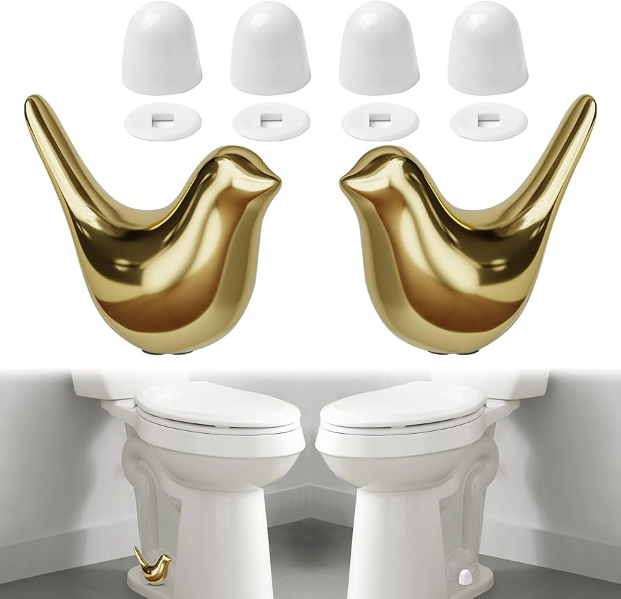 MENNTY 2Packs Ceramic Gold Birds Toilet Bolt Caps & 4Packs Universal Toilet Bolt Covers, Bathroom... | Amazon (US)