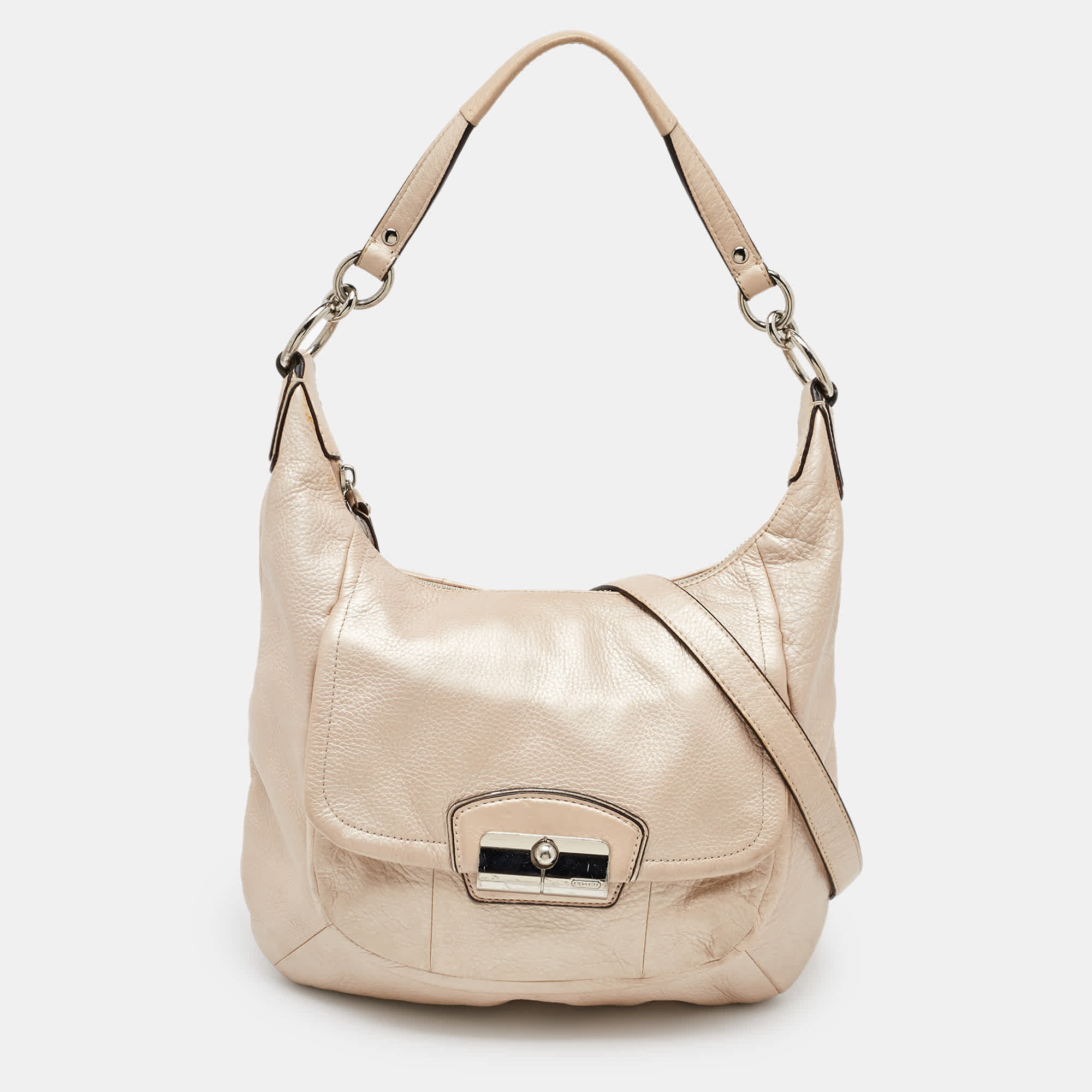 Coach Metallic Beige Leather Kristin Hobo | Shop Simon