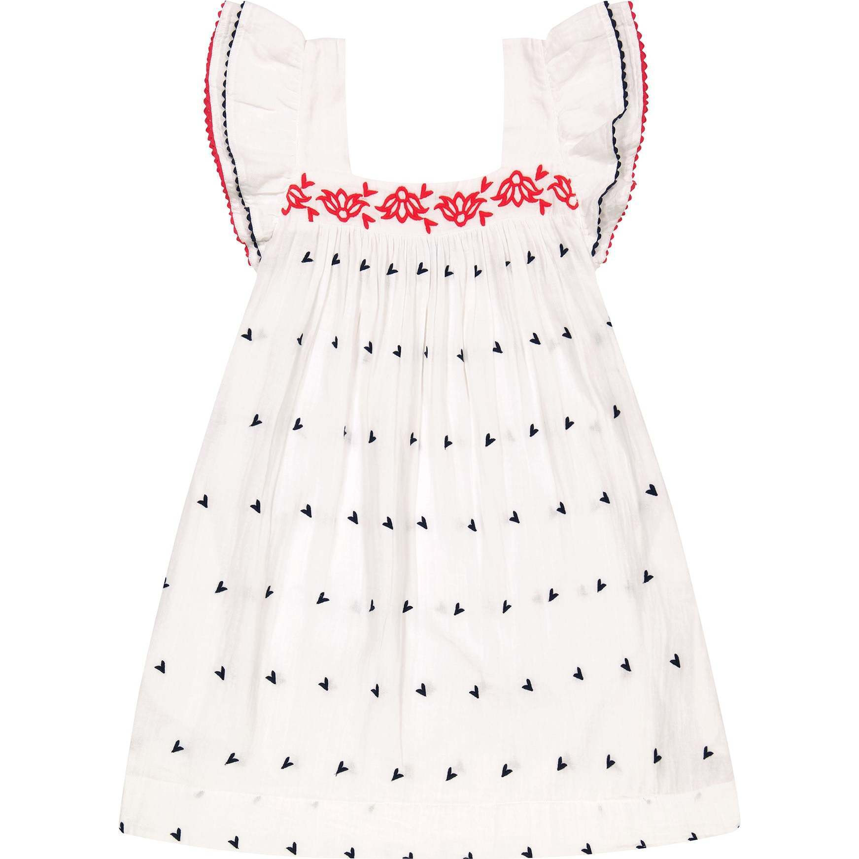 Women's Mini Sandrine Embroidered Dress, Red, White & Navy | Maisonette