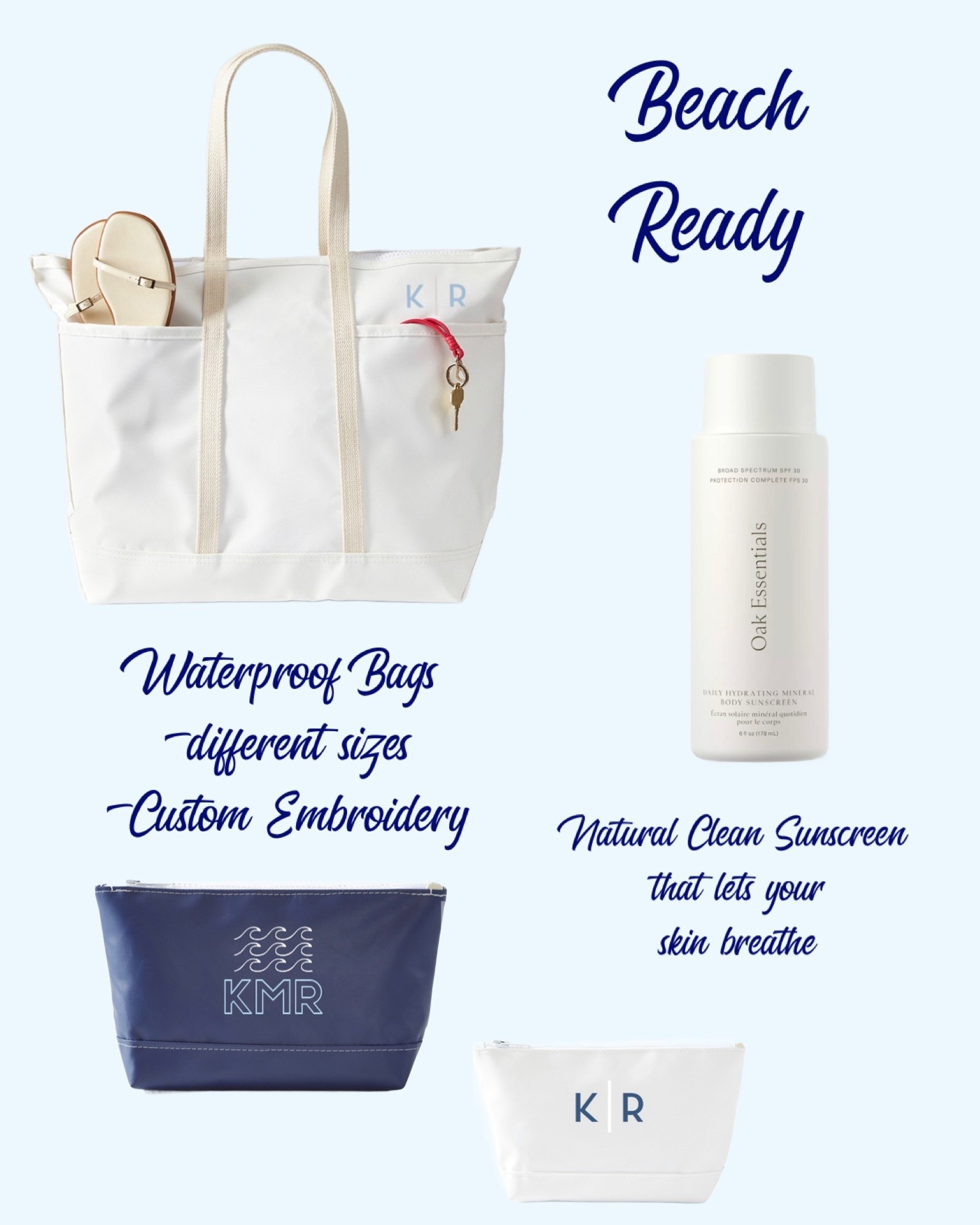 Waterproof, Stylish and Customizable Zip Totes and pouches perfect for travel and the Beach.

The best clean sunscreen that lets tour skin breathe abd rubs in easily 

#LTKActive #LTKSeasonal #LTKTravel