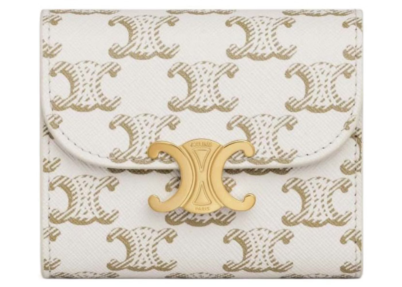 Women's Celine Triomphe Canvas Small Flap Wallet in White | StockX