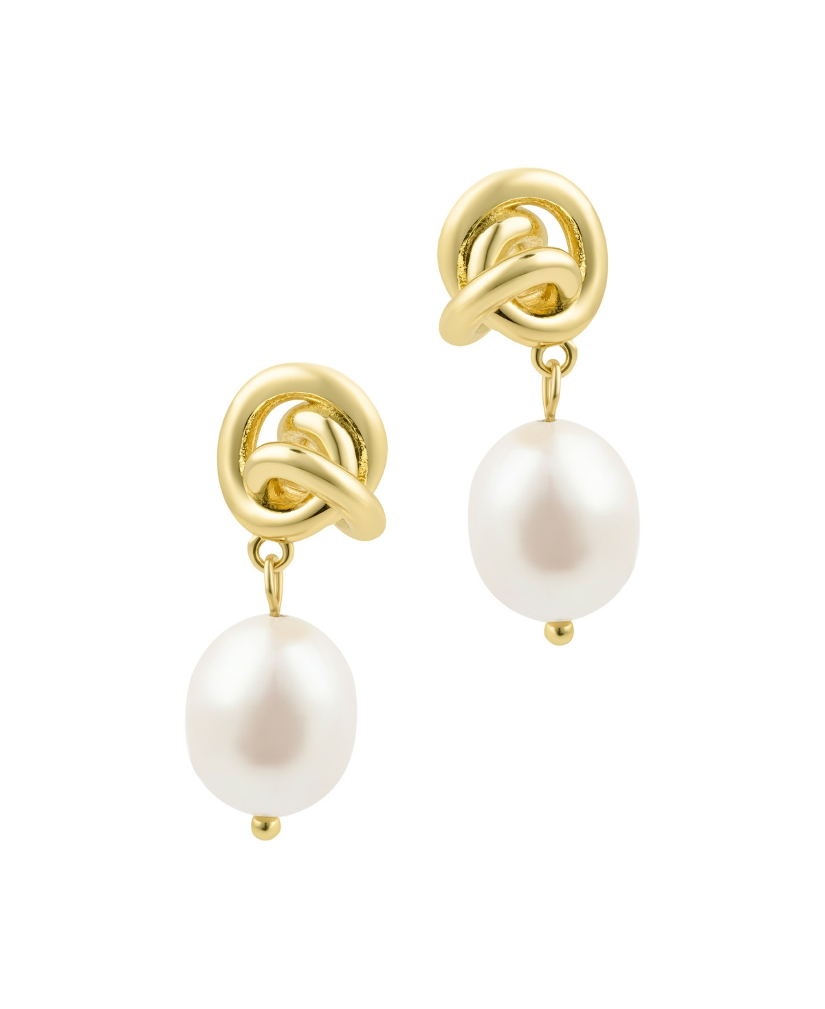 Adornia Freshwater Cultivated Pearl Knot Earrings - Gold, White | Macy's