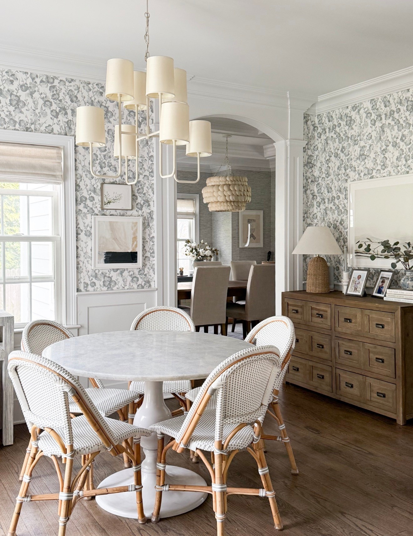 This marble table and dining chairs have been so great for our family. The marble wipes clean with kit soap and water (or method marble cleaner) and these rattan chairs also wipe waliy. We have had them all for abi it 8 years now!!

Our exact table is no longer sold but I’ve linked a very similar option… 

breakfast nook, Kitchen, kitchen inspo, kitchen decor, spring home, spring decorating, console table decor, Serena & Lily, wallpaper, girlonthehudson, neutral home, modern coastal, minted art, cozy home

#LTKmomlife #LTKHome #LTKmorningroutine