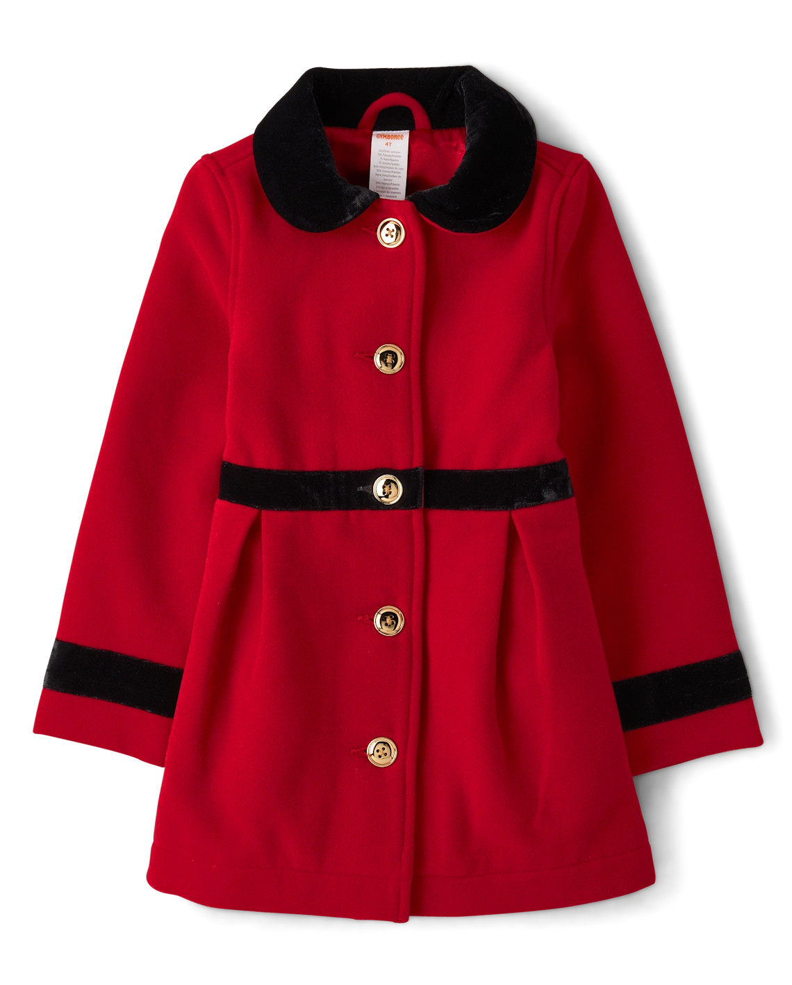 Girls Long Sleeve Velvet Trim Coat - Royal Christmas - RED | Gymboree | Gymboree