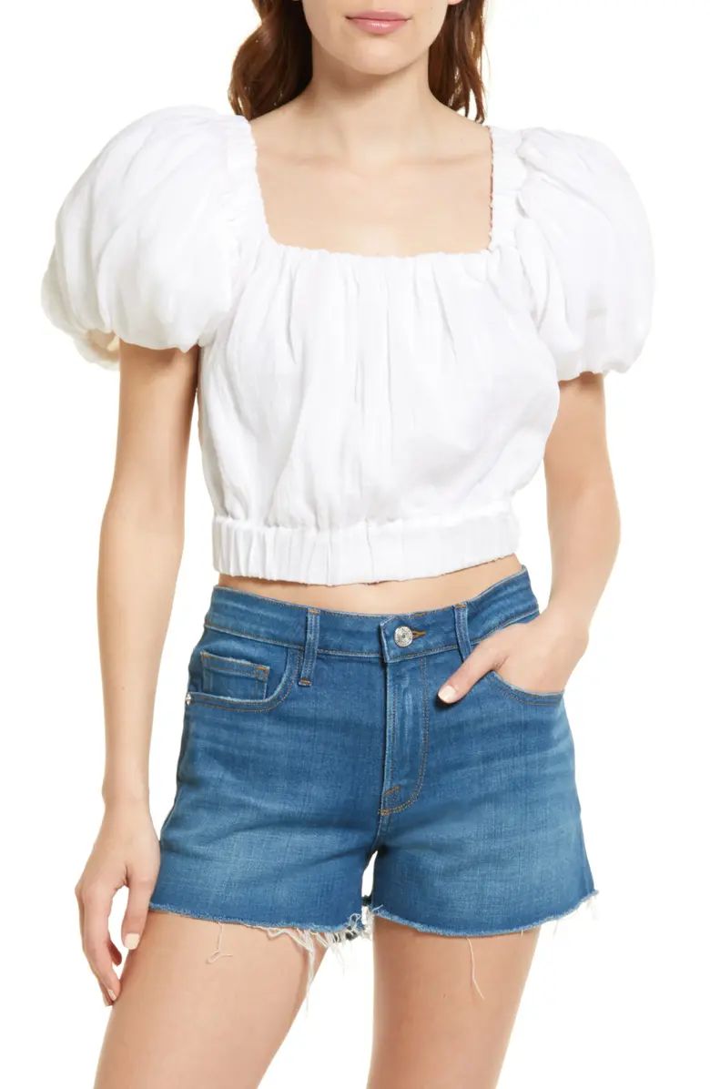 Ruched Crop Puff Sleeve Blouse | Nordstrom