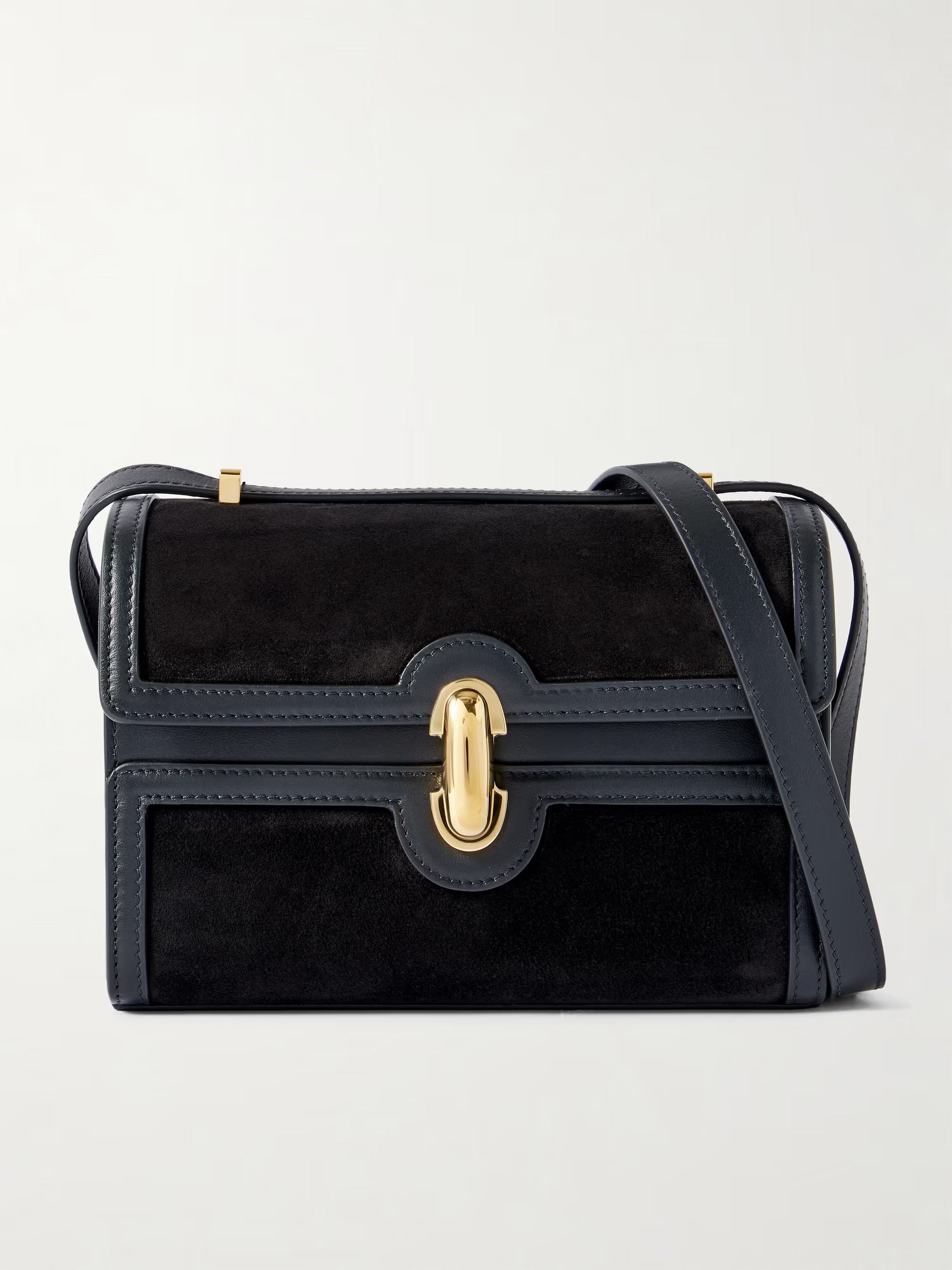 Symmetry 19 leather-trimmed suede shoulder bag | NET-A-PORTER (US)