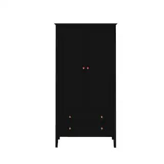 Crown Black Full Armoire With Hanging Rod and 2-Drawers (78.74 in. H x 40.35 in. W x 25.31 in. D) | The Home Depot