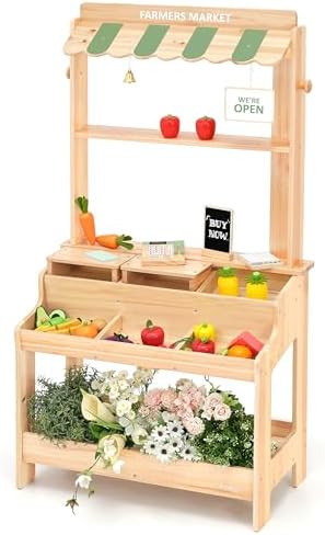 PairPear Wooden Mud Grocery Stand, 2-in-1 Outdoor Market Stand & Mud Kitchen for Kids Outdoor, Mo... | Amazon (US)