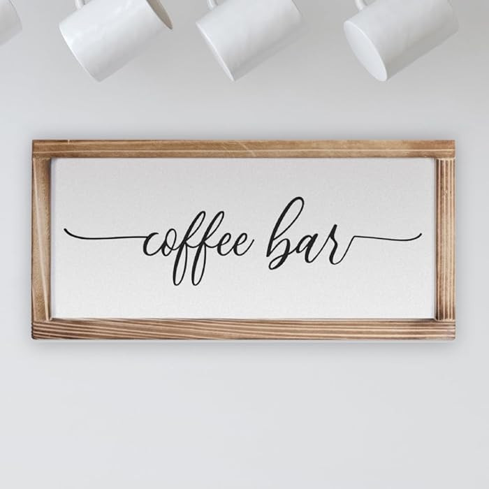 Coffee Bar Sign Decor 8x17 Inch, Coffee Sign Decor, Wooden Kitchen Wall Art | Amazon (US)