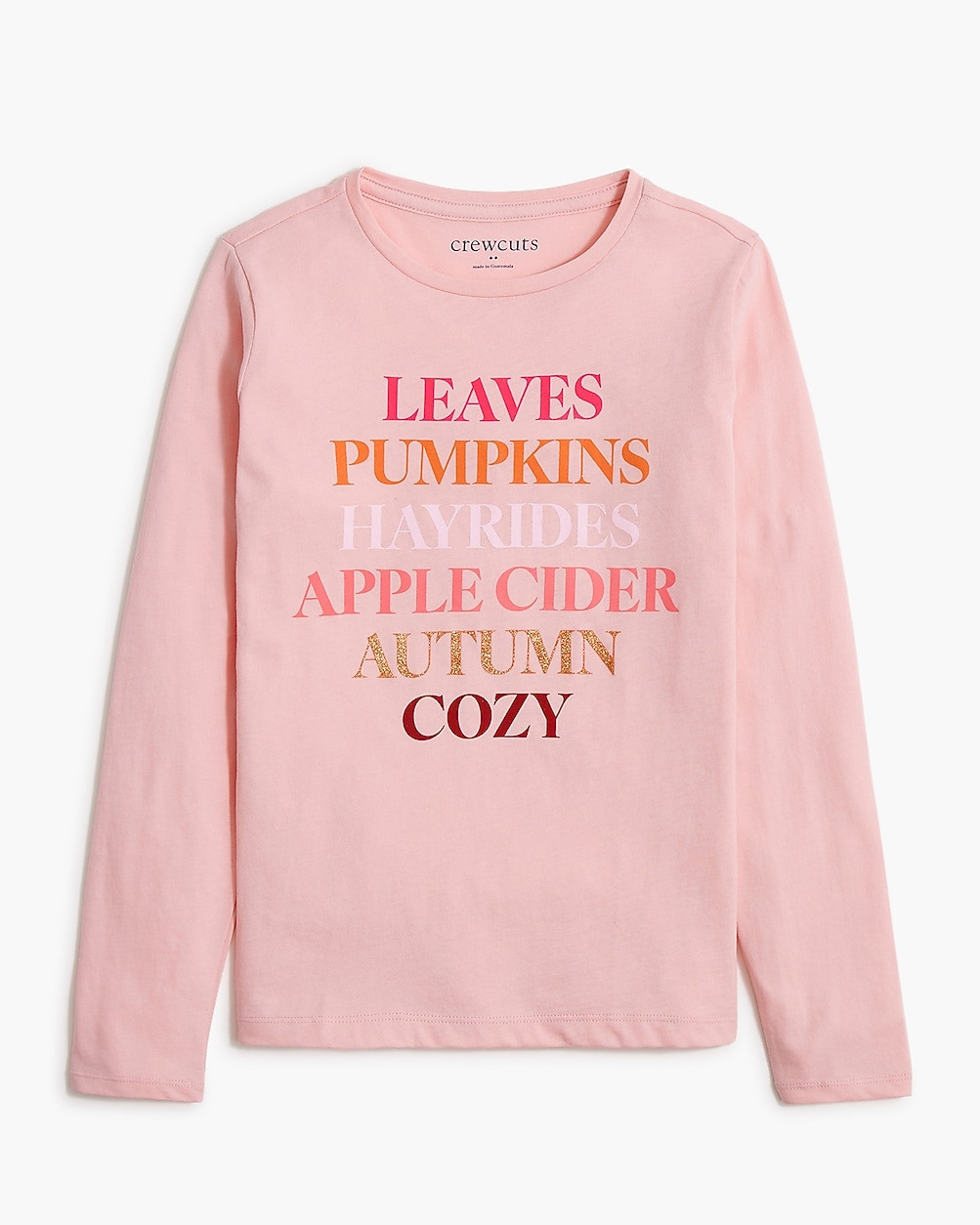 Girls' long-sleeve fall words graphic tee | J.Crew Factory