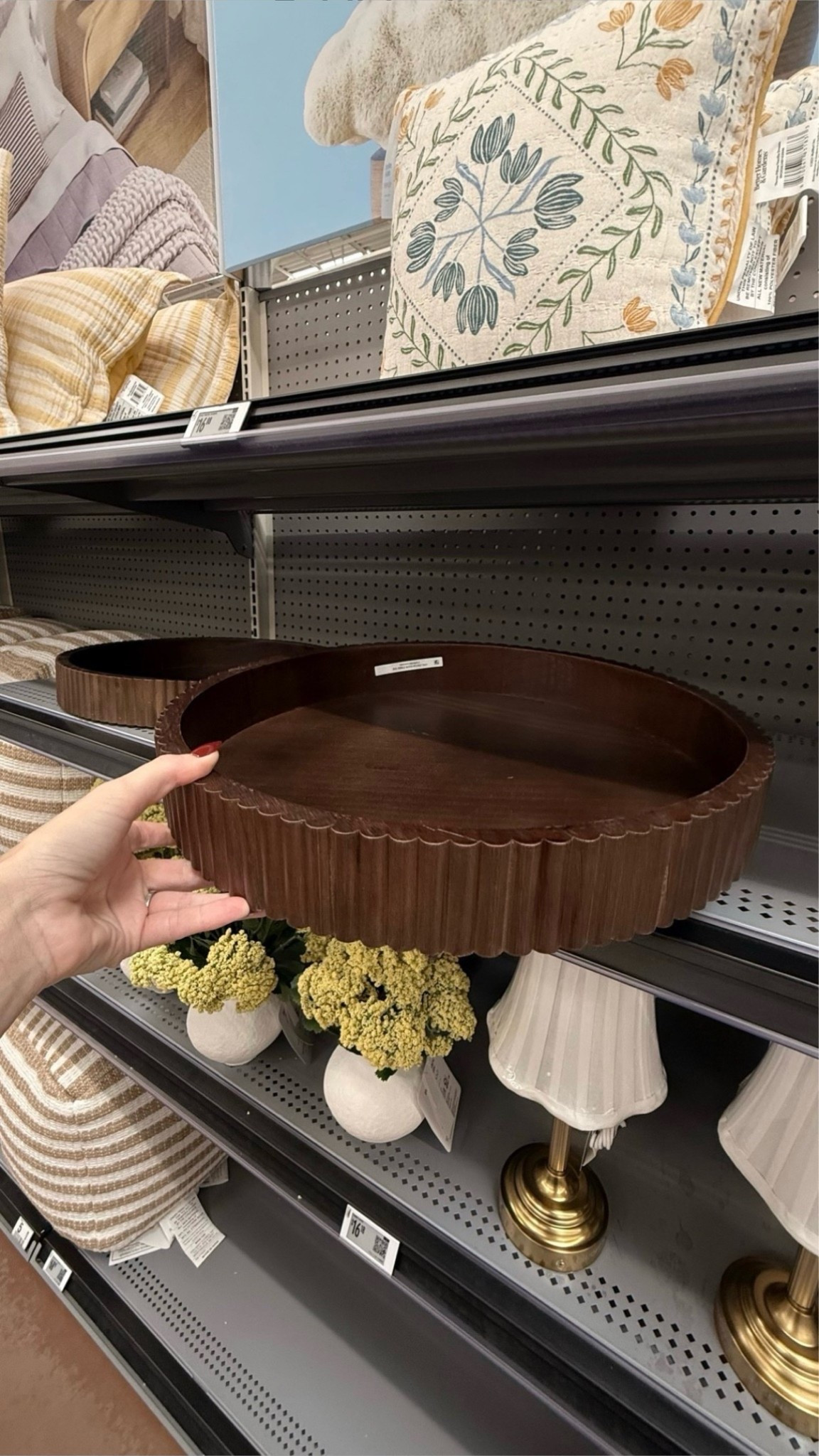 Walmart home finds that are giving so much for so little 🤎 That scalloped wood tray had me at first glance — the fluted detail, the rich walnut finish, the weight of it in your hands… it just feels expensive. Paired with those brass mini lamps and the cutest little textured vases, this shelf moment basically styled itself. Everything you need for that organic modern, collected-over-time aesthetic

Walmart home decor, Walmart finds 2025, organic modern home, scalloped tray, fluted wood tray, brass table lamp, decorative vases, affordable home styling, budget home decor, Better Homes and Gardens Walmart, boho home finds, neutral home aesthetic, coffee table styling, shelf decor inspo

#LTKHome #LTKSeasonal