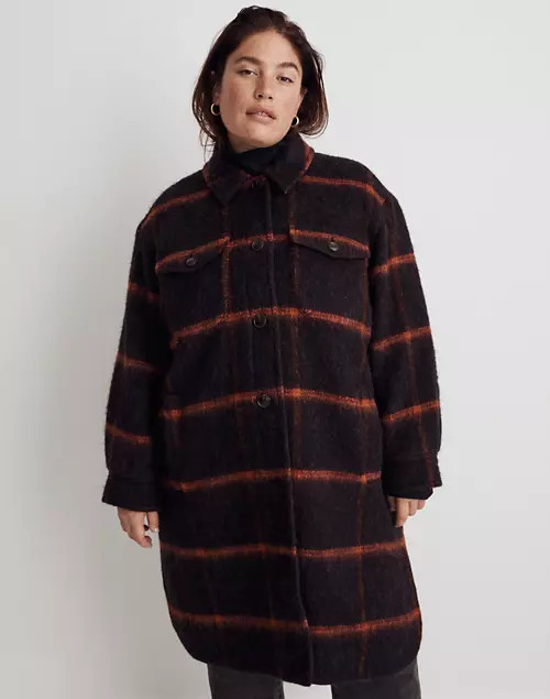Plus Long Shirt-Jacket in Windowpane | Madewell