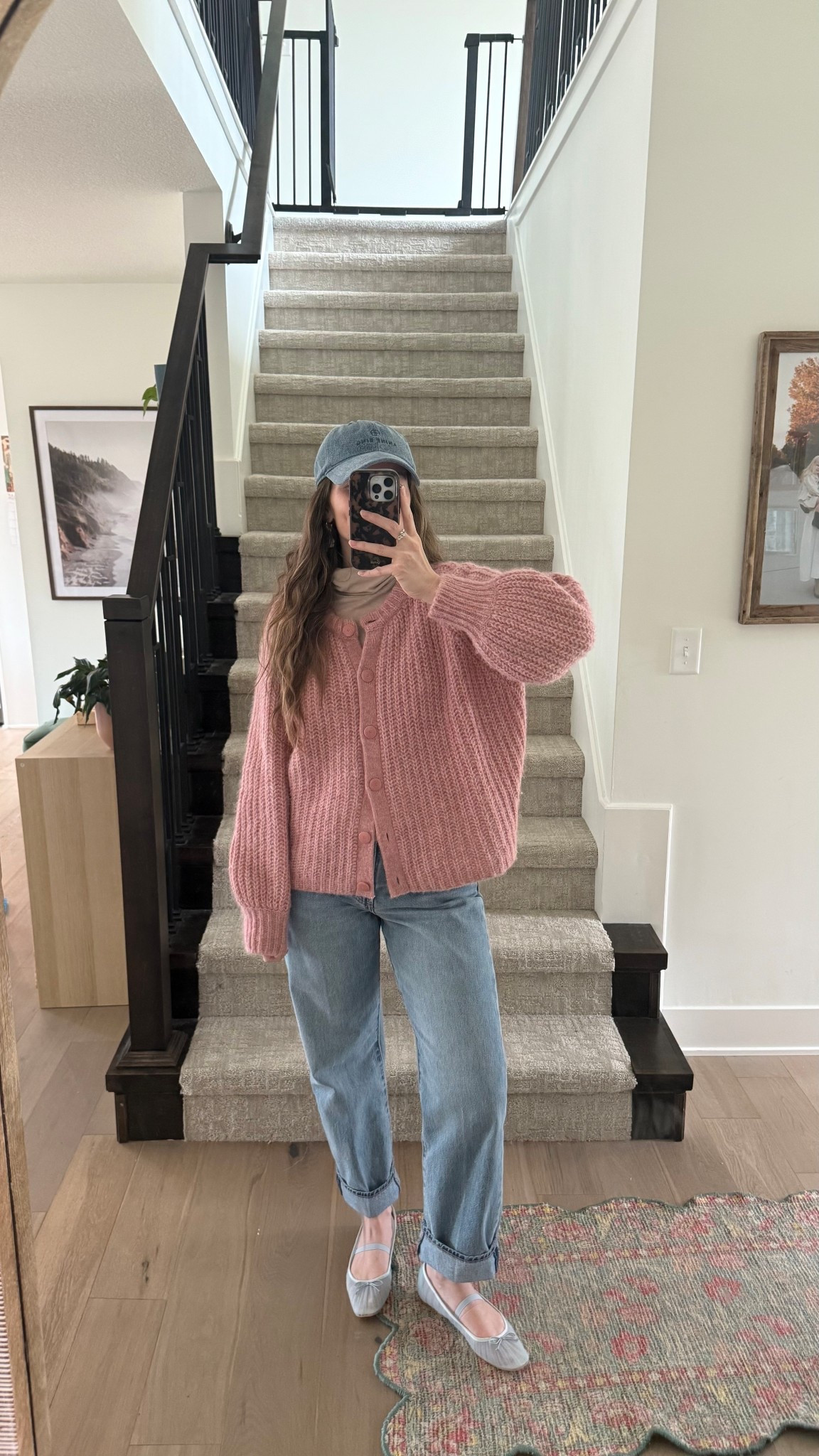 sized up in cardigan sweater for more oversized fit, wearing a medium! sized up 2 from my pre-pregnancy size postpartum, new style for me and I really like them! 

Spring outfit, mom outfit 

#LTKootd