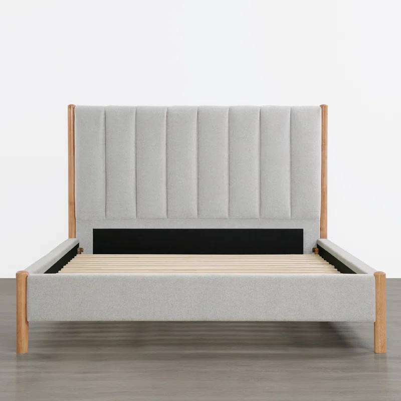 Solid Wood Boucle Upholstered Headboard Bed Frame | Wayfair North America