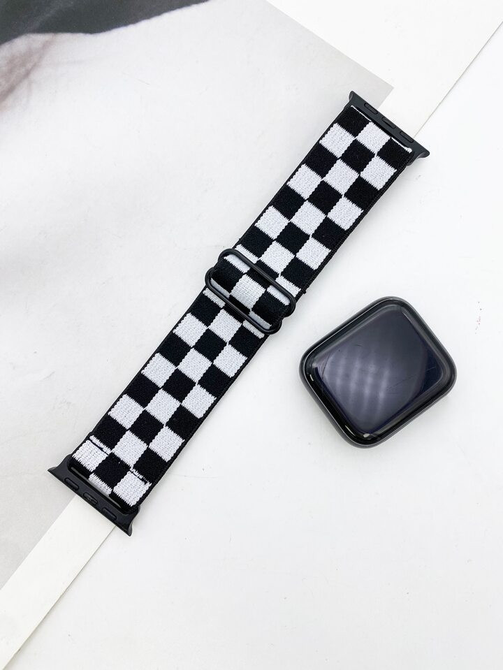 1pc Plaid Jacquard Nylon Adjustable Band, Fits Compatible With Apple Watch Band 49/45/44/42/41/40/38mm, Compatible With Watch Series Ultra/SE/8/7/6/5/4/3/2/1 | SHEIN