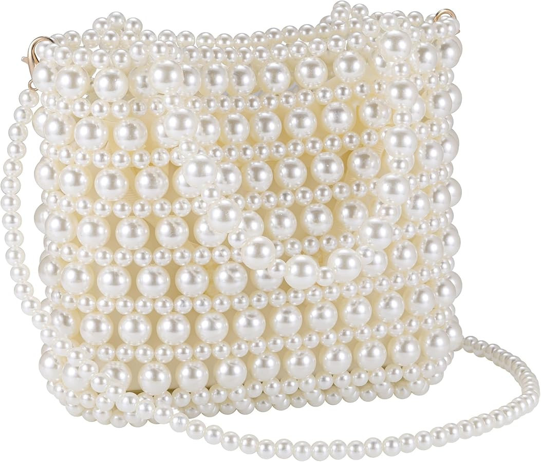 Ayliss Women Pearl Clutch Bag Crossbody Handbag Purse Beaded Evening Bag Shoulder Wedding Clutch ... | Amazon (US)