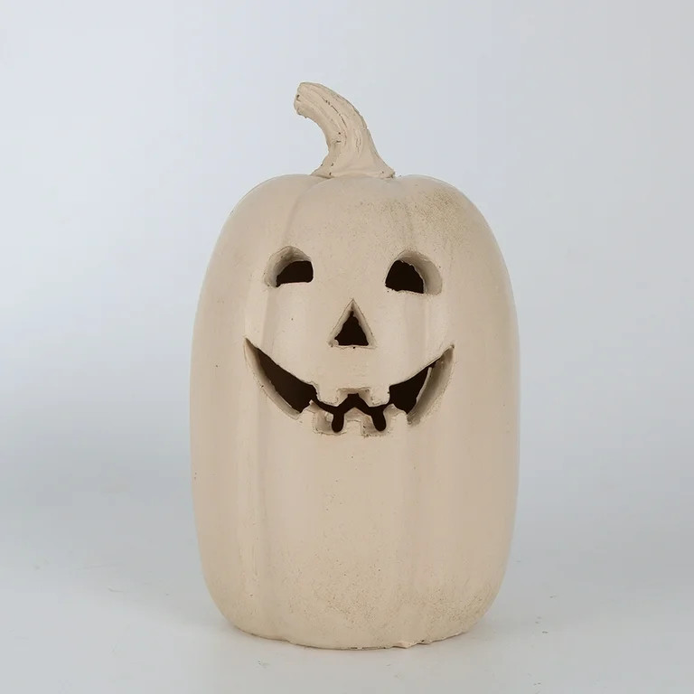 2025 Fall Decor - Halloween Decorations - Handmade Resin Terracotta Pumpkin Jack O' Lantern Outdo... | Walmart (US)