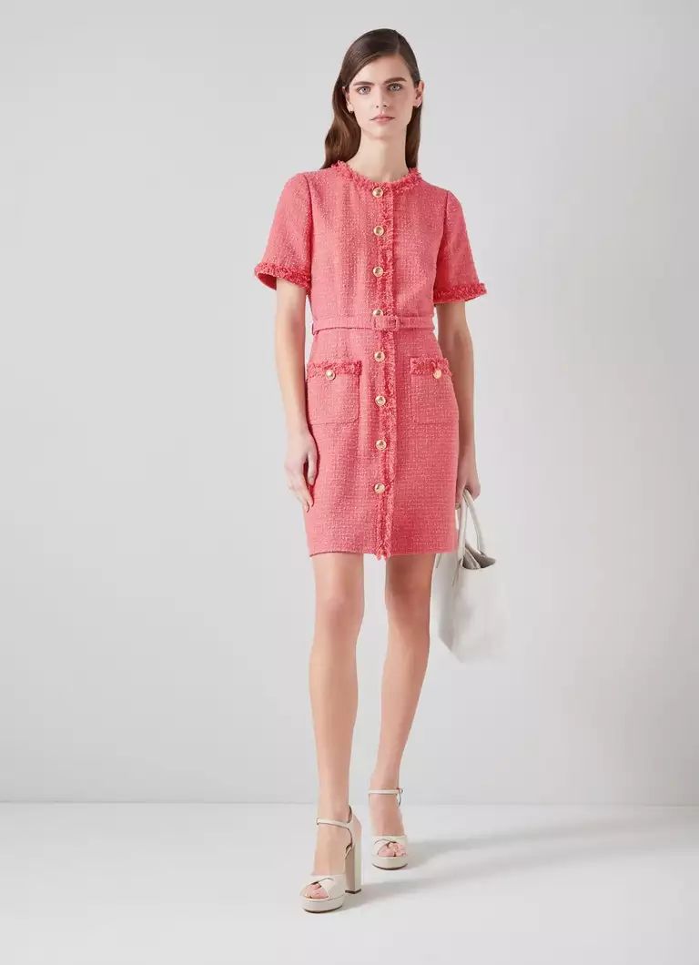 Allie Pink Recycled Cotton Italian Tweed Dress | L.K. Bennett (UK)