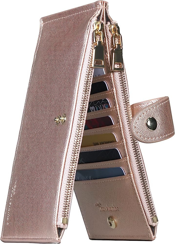 Travelambo Womens Wallet RFID Blocking Bifold Multi Card Case Wallet with Zipper Pocket | Amazon (US)