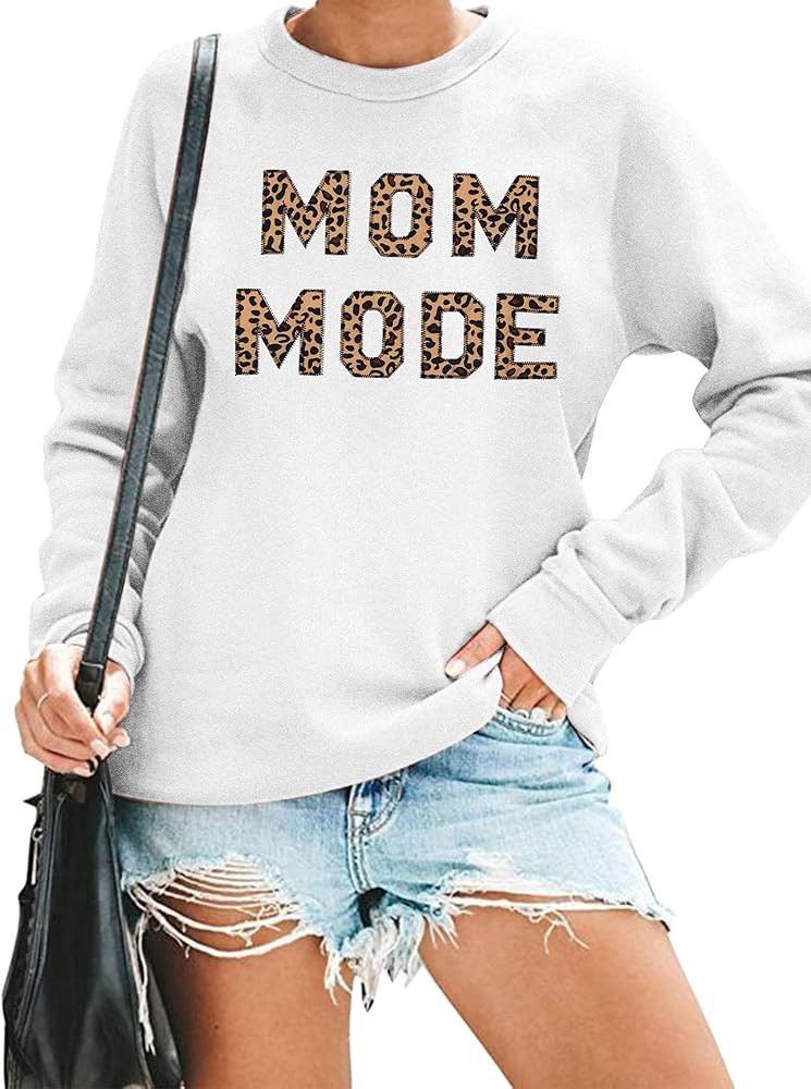 Mom Mode Tops Women Mom Sweatshirt Pink Long Sleeve Crew Neck Pullover Mom Blouse | Amazon (US)