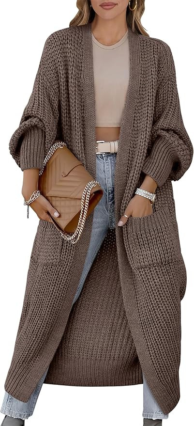 Caracilia Women Cardigan Sweaters Long Sleeve Open Front Knit Long Coat Duster Cozy 2024 Fall Win... | Amazon (US)