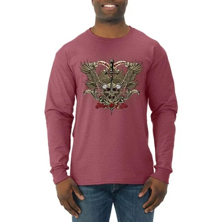 Wild Bobby Biker Til I Die Live to Ride Motorcycle Cars and Trucks Mens Long Sleeve Shirt Vintage Heather Red Small | Walmart (US)
