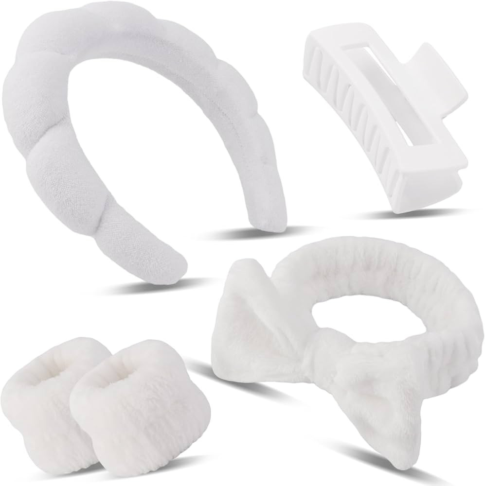 Canitor Sponge Spa Headbands Wristband Set with Hair Clips Skincare Headbands for Washing Face No... | Amazon (US)