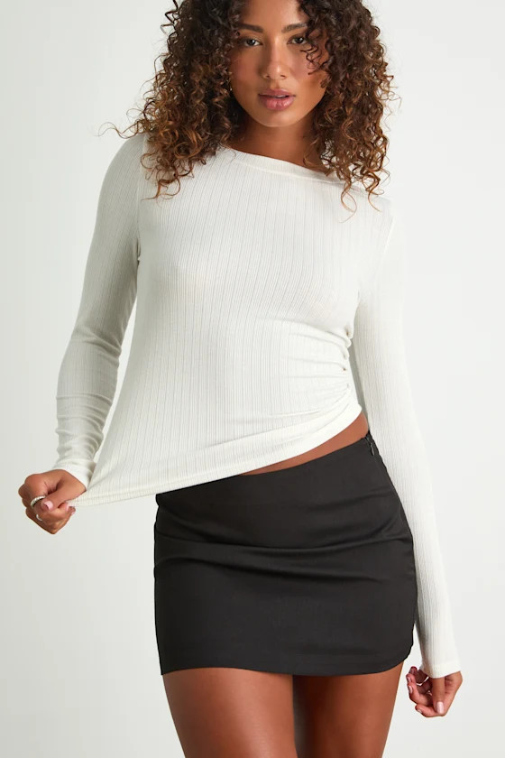 Essential Fit White Ribbed Knit Long Sleeve Top | Lulus