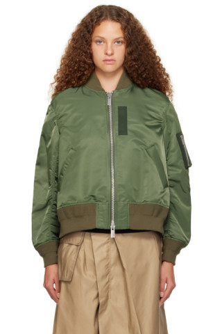 Khaki Pleated Bomber Jacket | SSENSE