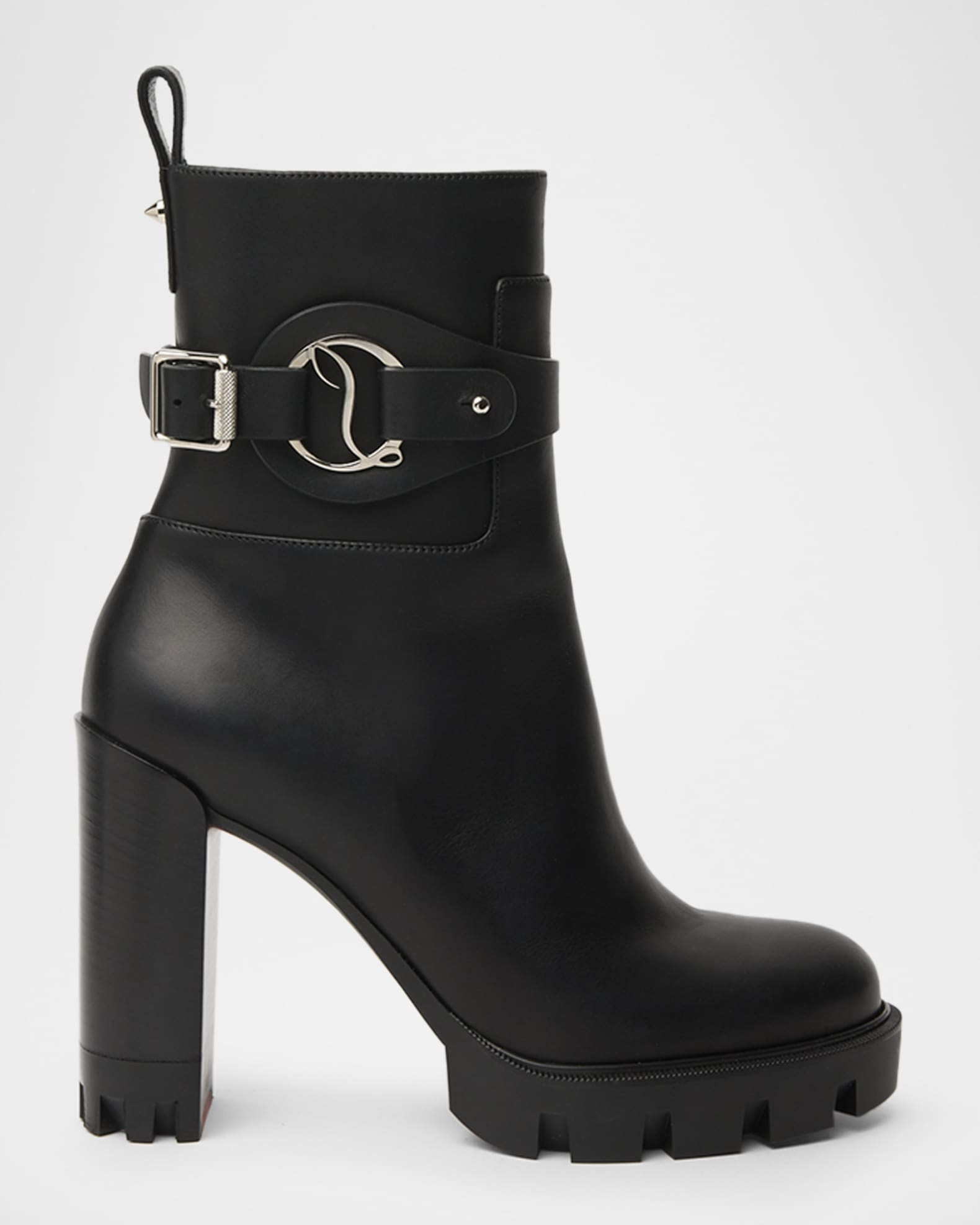 100mm Dianouchett Leather Red Lug Sole Ankle Boots | Neiman Marcus