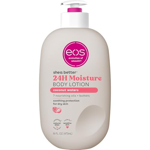 eos Shea Better Body Lotion Coconut Waters, 24-Hour Moisture Skin Care, Lightweight & Non-Greasy, Natural Shea, Vegan, Coconut Body Lotion, 16 fl oz | Amazon (US)