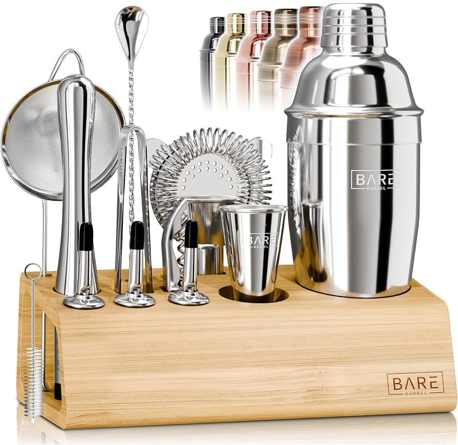 BARE BARREL\u00ae Mixology Bartender Kit Bar Set | 14-Piece Cocktail Shaker Set | Martini Barware... | Amazon (US)