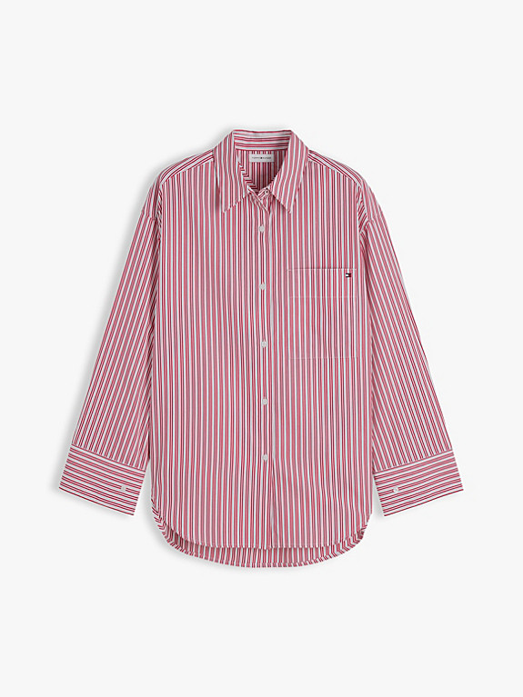 Oversized Fit Flag Embroidery Poplin Shirt | Multi | Tommy Hilfiger | Tommy Hilfiger UK