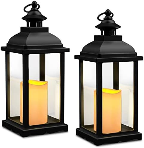 LOGUIDE 14" Decorative Candle Lantern with 6hr Timer LED Flickering Flameless Candles,Hanging Bla... | Amazon (US)