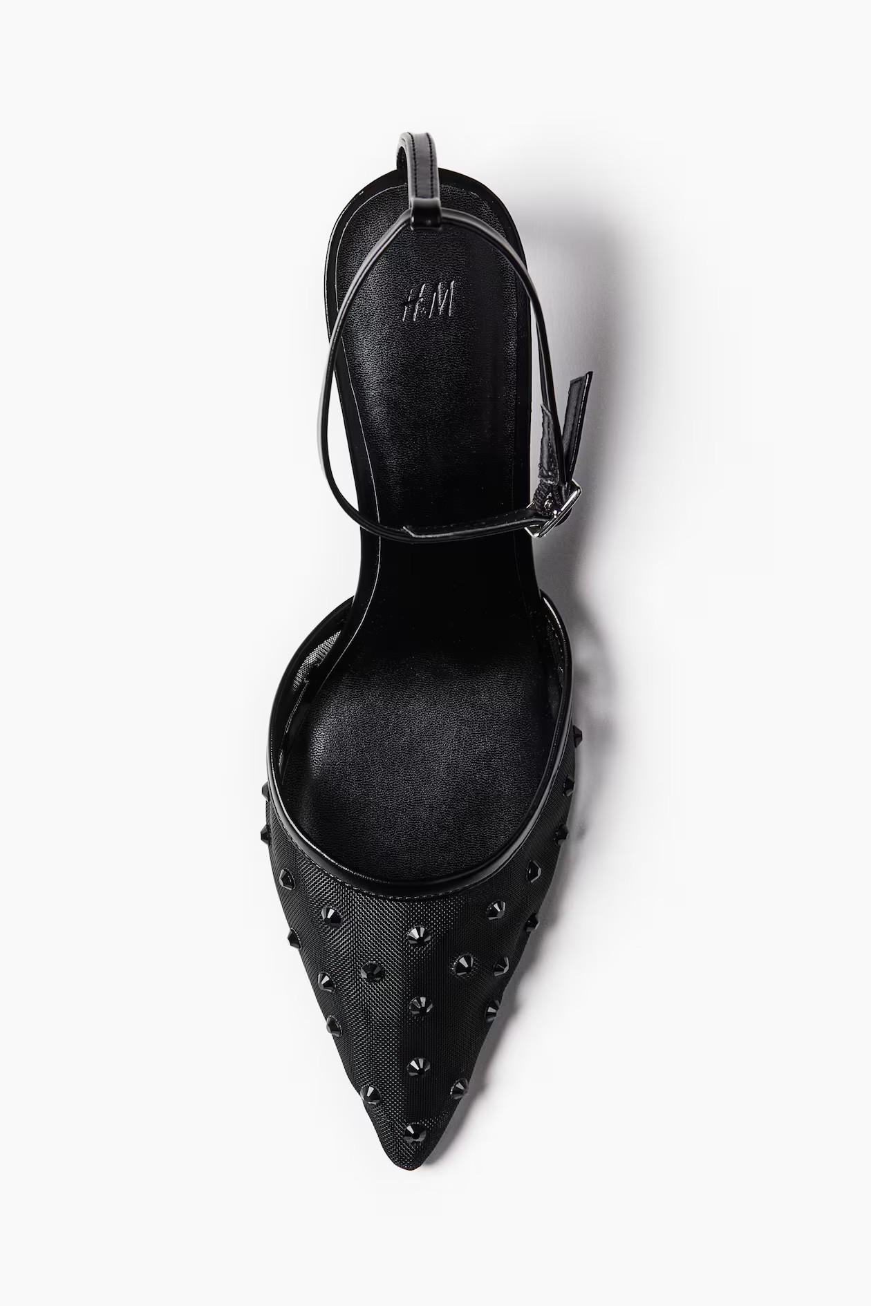 Rhinestone-embellished mesh court shoes - Black - Ladies | H&M GB | H&M (UK, MY, IN, SG, PH, TW, HK)