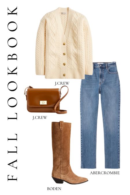 Fall lookbook - cardigan - straight denim - crossbody - boots - xs - TTS 

#LTKSeasonal