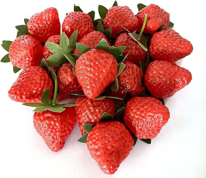 Aliotech 18PCS Plastic Artificial Red Strawberries Fake Lifelike Simulation Realistic Strawberry ... | Amazon (US)
